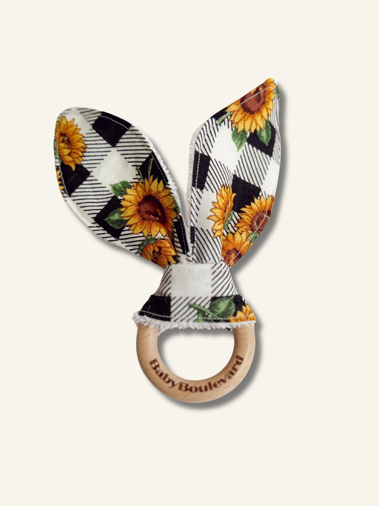 Sunflower Check Bunny Teether